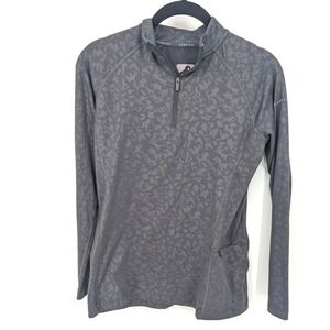 Aubrion Top Womens Small Black‎ Camouflage Quarter Zip Long Sleeve Equestrian
